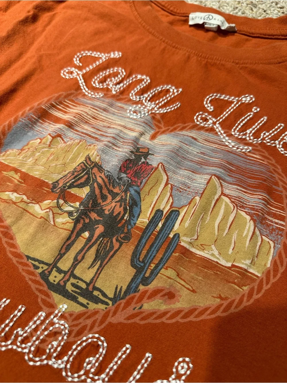 Long Live Cowboys Womens Boxy Cropped T-Shirt - Picture 3 of 6